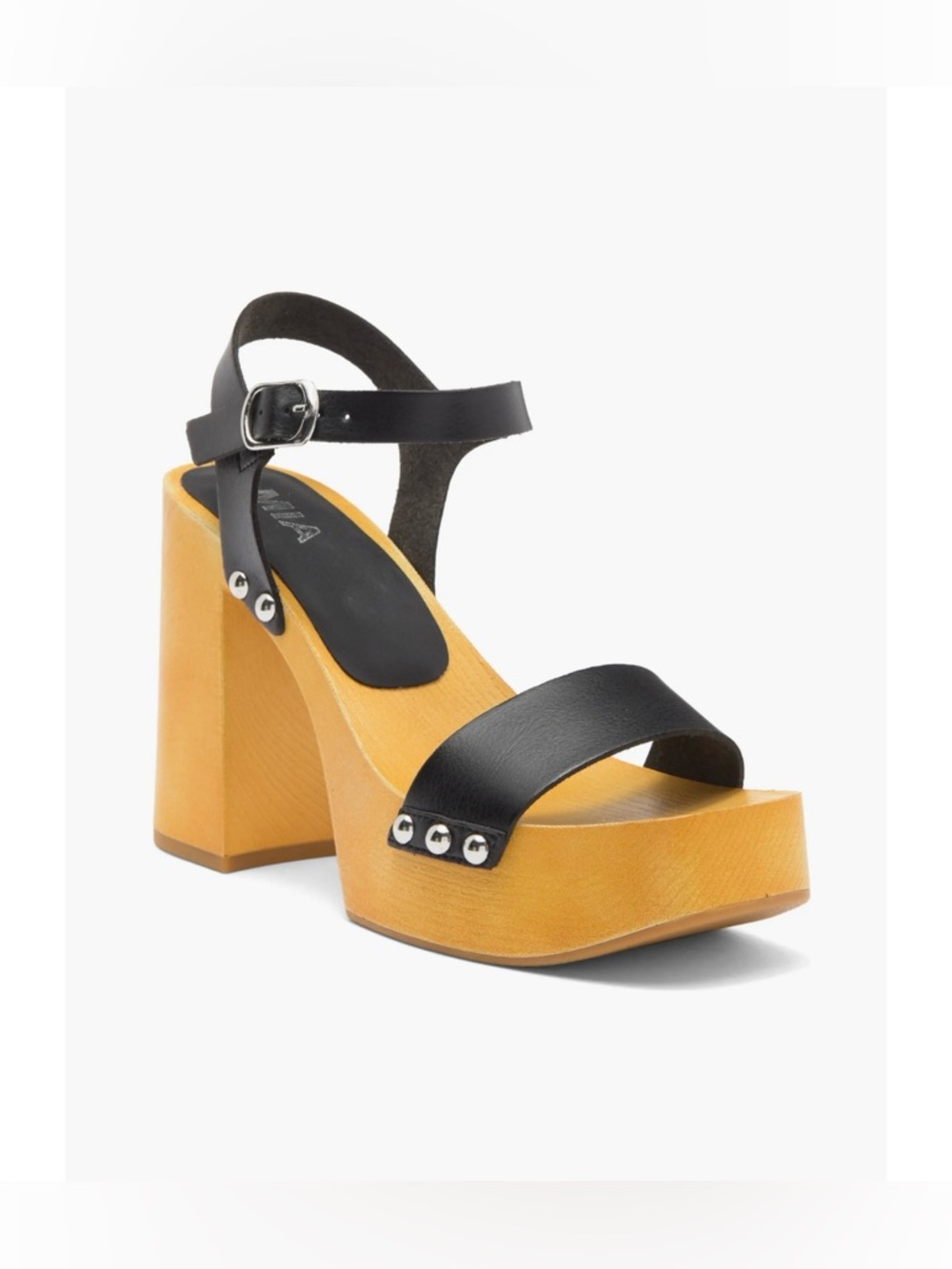 MIA Darrah Women’s Wood Platform Black Block Heels Sandals Size 8.5 NIB